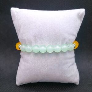 Multi Gemstone Bracelet Stretch Artisan Tigers Eye Green Aventurine Yellow Jade